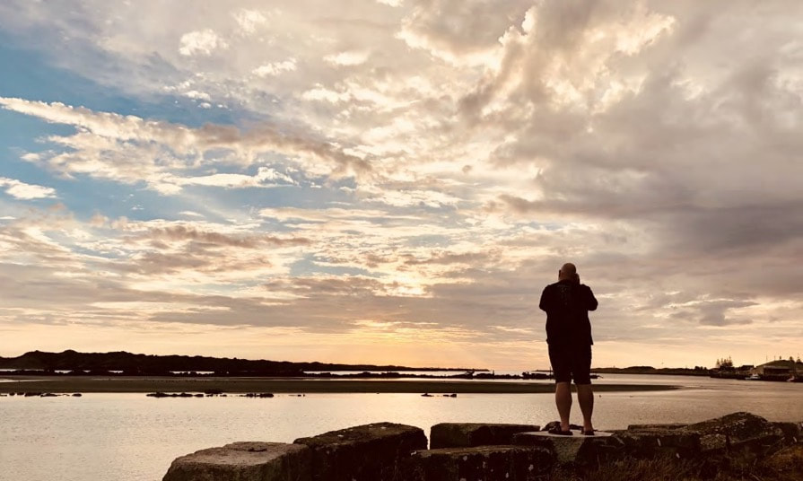 Capturing a sunset at the mouth of the Whanganui River