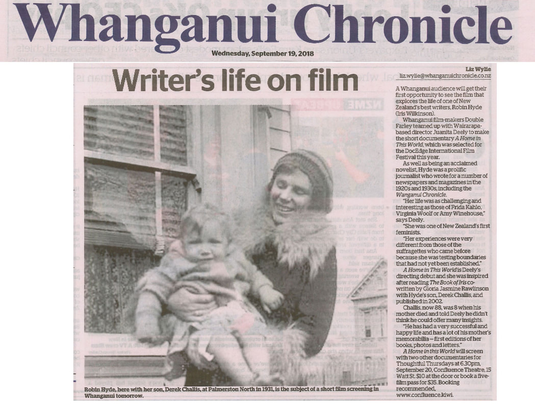 Writer's life on film story about Whanganui screening of A Home In This World in Whanganui Chronicle 19 September 2018.